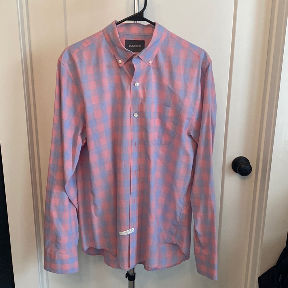 Pink and Blue Bonobos Button Down